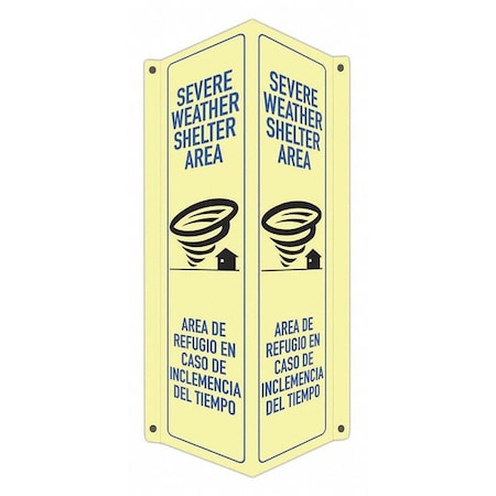 Severe Weather Shelter Area, English/Spanish, 8 in W x 18 in H, LCVB-0050-GA_4x18 MPN:LCVB-0050-GA_4x18