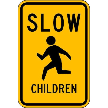 Children at Play Traffic Sign, 24 in H, 18 in W, Aluminum, Vertical Rectangle, LW9-13-18HA MPN:LW9-13-18HA