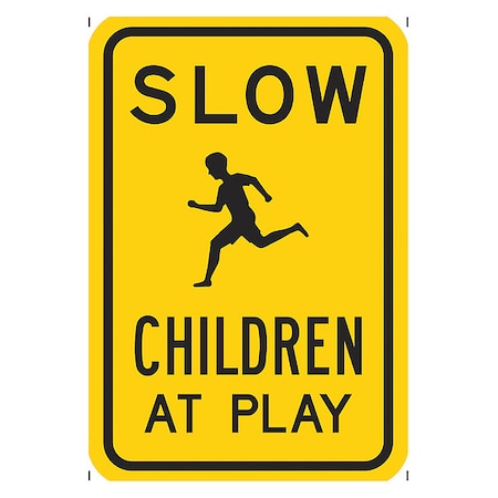 Children at Play Traffic Sign, 18 in Height, 24 in Width, Aluminum, Vertical Rectangle, English MPN:LW9-21-18HA