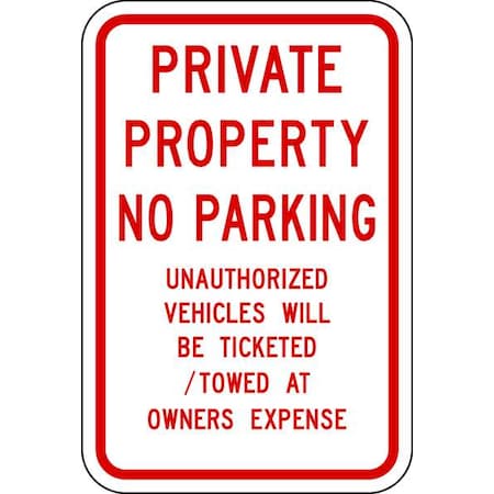 Private Property No Parking Sign, 18