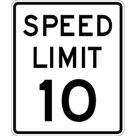 Speed Limit 10 Traffic Sign, 24 in H, 18 in W, Aluminum, Vertical Rectangle, R2-1-10-18DA MPN:R2-1-10-18DA