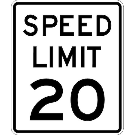 Speed Limit 20 Traffic Sign, 24 in H, 18 in W, Aluminum, Vertical Rectangle, R2-1-20-18DA MPN:R2-1-20-18DA