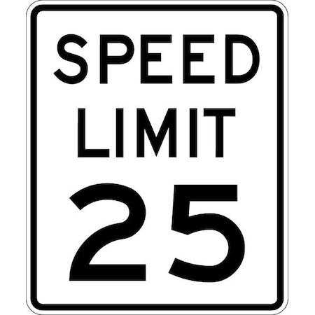 Speed Limit 25 Traffic Sign, 24 in H, 18 in W, Aluminum, Vertical Rectangle, English, R2-1-25-18DA MPN:R2-1-25-18DA