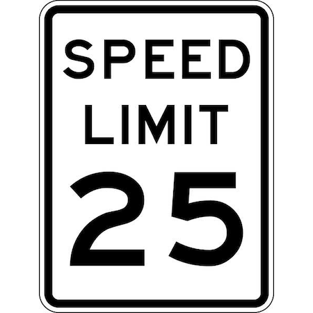 Speed Limit 25 Traffic Sign, 24 in H, 18 in W, Aluminum, Vertical Rectangle, English, R2-1-25-18HA MPN:R2-1-25-18HA