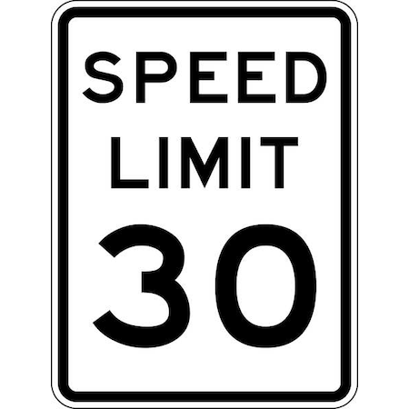 Speed Limit 30 Traffic Sign, 24 in H, 18 in W, Aluminum, Vertical Rectangle, R2-1-30-18DA MPN:R2-1-30-18DA