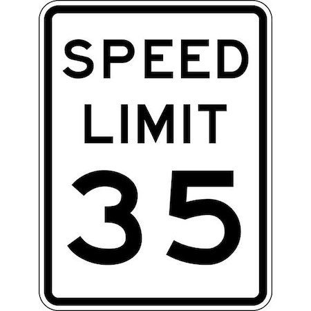 Speed Limit 35 Traffic Sign, 24 in H, 18 in W, Aluminum, Vertical Rectangle, R2-1-35-18DA MPN:R2-1-35-18DA