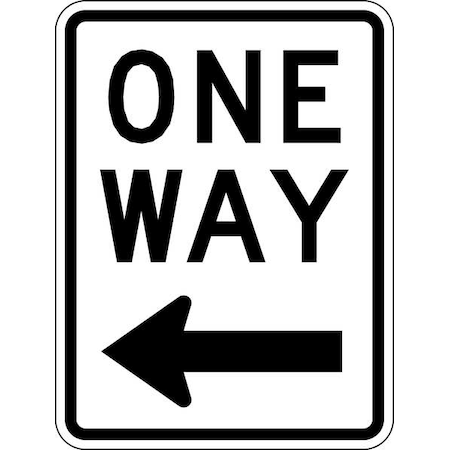 One Way Traffic Sign, 24 in H, 18 in W, Aluminum, Vertical Rectangle, English, R6-2L-18DA MPN:R6-2L-18DA