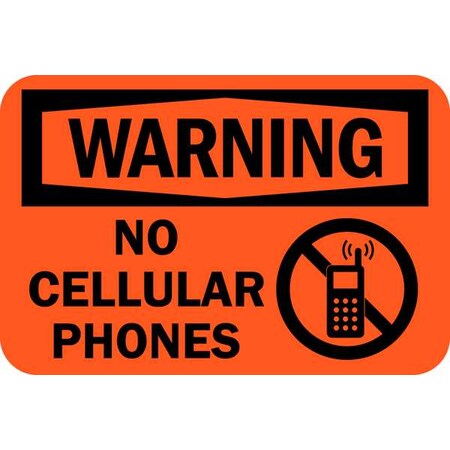 WarningNo Cellular Phones, 12 in x 18 in, Horizontal Rectangle, Aluminum, SEC-074-18HA MPN:SEC-074-18HA