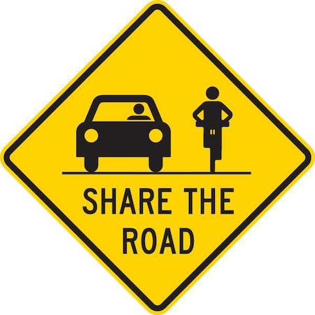 Share The Road Traffic Sign, 24 in H, 24 in W, Aluminum, Diamond, English, T1-1030-HI_24x24 MPN:T1-1030-HI_24x24