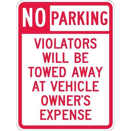 Tow Zone No Parking Sign, 24