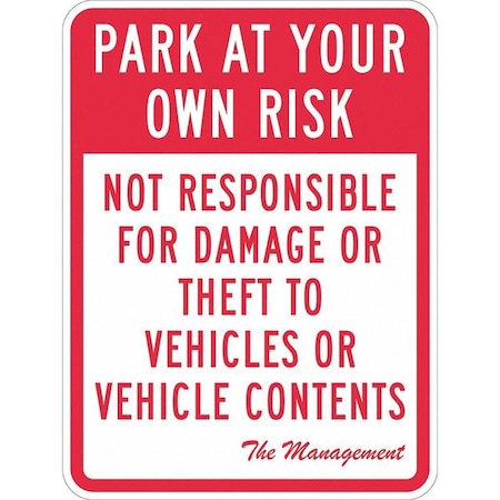 Parking Lot Damage Advisory Sign, 24