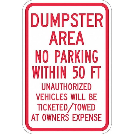 Dumpster No Parking Sign, 18