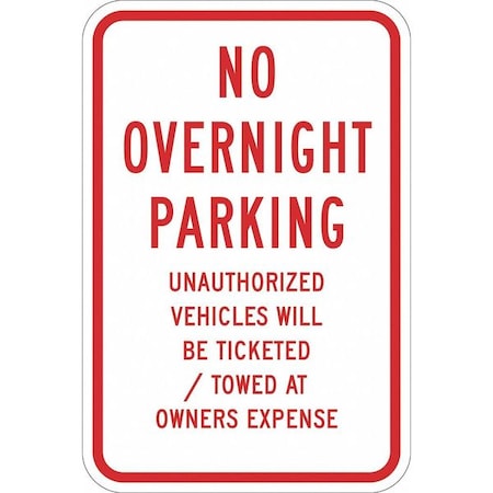 No Overnight Parking Sign, 18