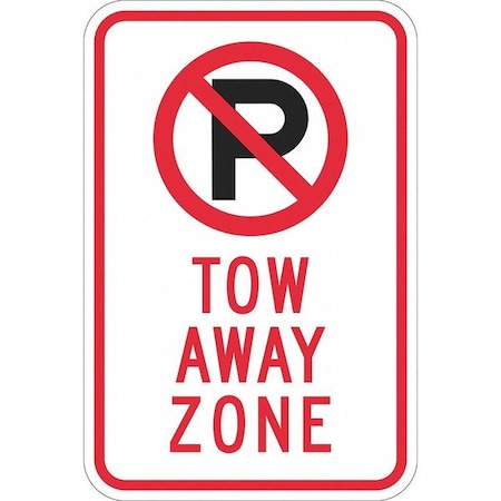 Fire Lane Parking Sign, 12 in W, 18 in H, English, Aluminum, White MPN:T1-1156-HI_12x18