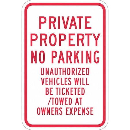 Private Property No Parking Sign, 24