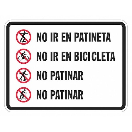Warning Sign, 18 in W, 12 in H, English, Spanish, Aluminum, White MPN:T1-1232-DG_18x12