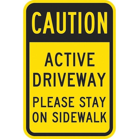Active Driveway Traffic Sign, 18 in H, 12 in W, Aluminum, Vertical Rectangle, T1-1326-DG_12x18 MPN:T1-1326-DG_12x18