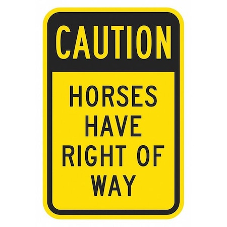 Horse Crossing Traffic Sign, 18 in H, 12 in W, Aluminum, Vertical Rectangle, T1-1353-DG_12x18 MPN:T1-1353-DG_12x18