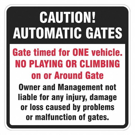 Parking Lot Gate Parking Sign, 12 in H, 12 in W, Aluminum, Square, English, T1-1384-HI_12x12 MPN:T1-1384-HI_12x12
