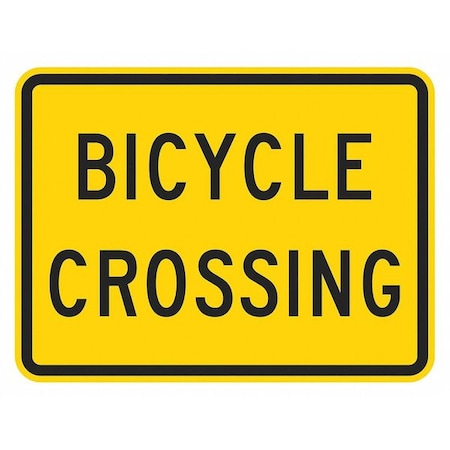 Bicycle Crossing Traffic Sign, 12 in H, 18 in W, Aluminum, Horizontal Rectangle, T1-1550-EG_18x12 MPN:T1-1550-EG_18x12