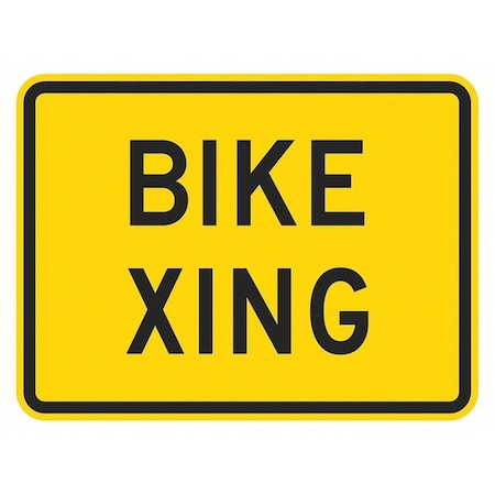 Bike Xing Traffic Sign, 12 in H, 18 in W, Aluminum, Horizontal Rectangle, English, T1-1551-EG_18x12 MPN:T1-1551-EG_18x12