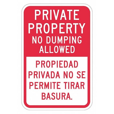 Facility Sign, 18 in H, 12 in W, Aluminum, Vertical Rectangle, English, Spanish, T1-1744-DG_12x18 MPN:T1-1744-DG_12x18