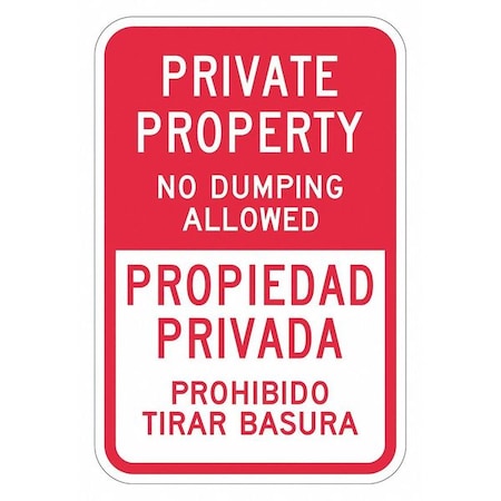 Facility Sign, 18 in H, 12 in W, Aluminum, Vertical Rectangle, English, Spanish, T1-1745-DG_12x18 MPN:T1-1745-DG_12x18