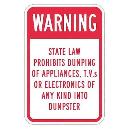 Facility Sign, 18 in H, 12 in W, Aluminum, Vertical Rectangle, English, T1-1756-HI_12x18 MPN:T1-1756-HI_12x18