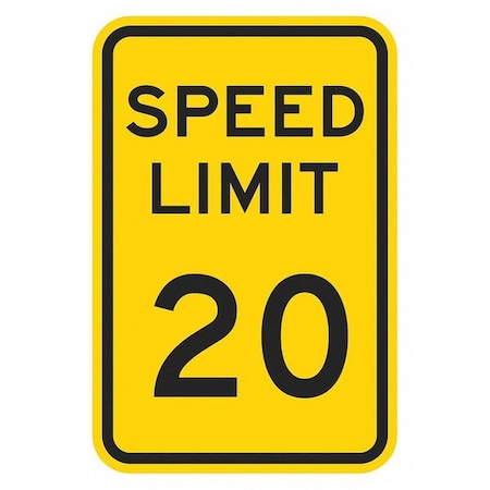 Speed Limit Warning Traffic Sign, 18 in H, 12 in W, Aluminum, Vertical Rectangle, T1-5018-EG_12x18 MPN:T1-5018-EG_12x18