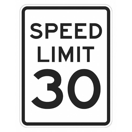 Speed Limit 30 Traffic Sign, 24 in H, 18 in W, Aluminum, Vertical Rectangle, T1-5023-EG_18x24 MPN:T1-5023-EG_18x24