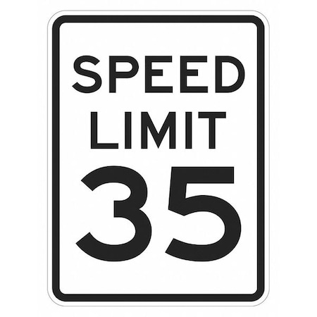 Speed Limit 35 Traffic Sign, 18 in H, 12 in W, Aluminum, Vertical Rectangle, T1-5025-HI_12x18 MPN:T1-5025-HI_12x18