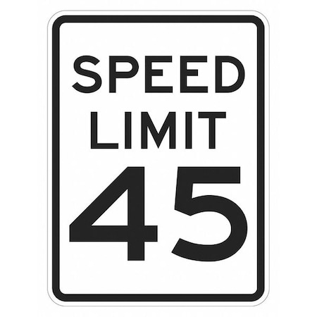 Speed Limit 45 Traffic Sign, 24 in H, 18 in W, Aluminum, Vertical Rectangle, T1-5028-EG_18x24 MPN:T1-5028-EG_18x24