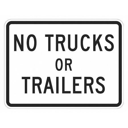No Trucks Traffic Sign, 12 in H, 18 in W, Aluminum, Horizontal Rectangle, English, T1-5713-DG_18x12 MPN:T1-5713-DG_18x12