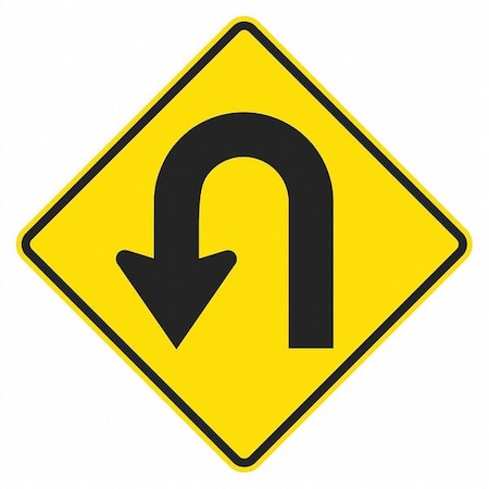 Hairpin Curve Left Traffic Sign, 24 in H, 24 in W, Aluminum, Diamond, No Text, T1-6075-EG_24x24 MPN:T1-6075-EG_24x24