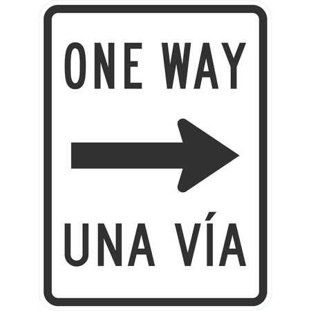 Sign, 1 Way, Arrow Right, Bilingual, Aluminum, 18x24 MPN:T1-6328R-RA_18x24