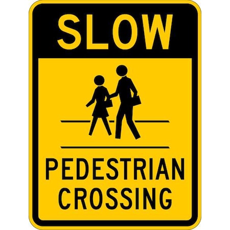 Pedestrian Crossing Traffic Sign, 24 in H, 18 in W, Aluminum, Vertical Rectangle, TR-037-18HA MPN:TR-037-18HA