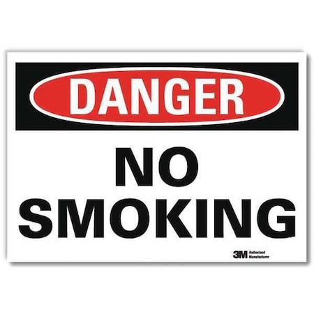 Danger No Smoking Sign, 5 in H, 7 in W, Reflective Sheeting, Horizontal Rectangle, U1-1025-RD_7X5 MPN:U1-1025-RD_7X5