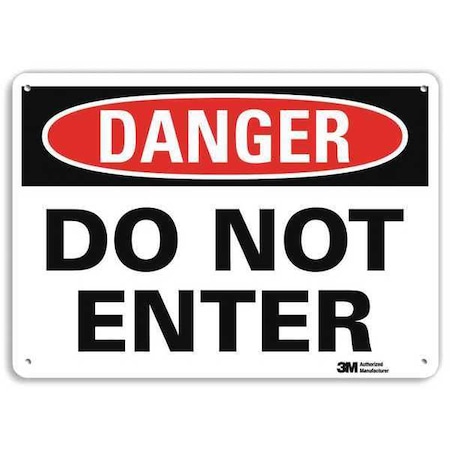 Danger Sign, 10 in H, 14 in W, Aluminum, Horizontal Rectangle, English, U1-1032-RA_14X10 MPN:U1-1032-RA_14X10