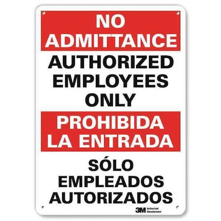 Notice Sign, 14 in Height, 10 in Width, Plastic, Vertical Rectangle, English, Spanish MPN:U1-1041-NP_10X14