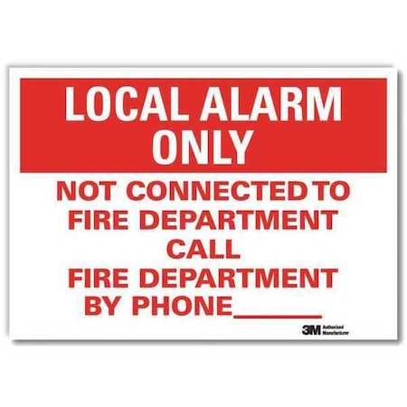 Fire Alarm Sign, 10 in Height, 14 in Width, Reflective Sheeting, Vertical Rectangle MPN:U1-1048-RD_14X10