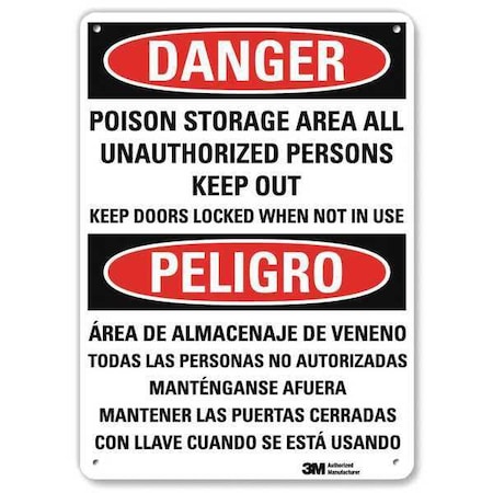 Danger Sign, 10x7 In., Bilingual, U1-1053-RA_7X10 MPN:U1-1053-RA_7X10