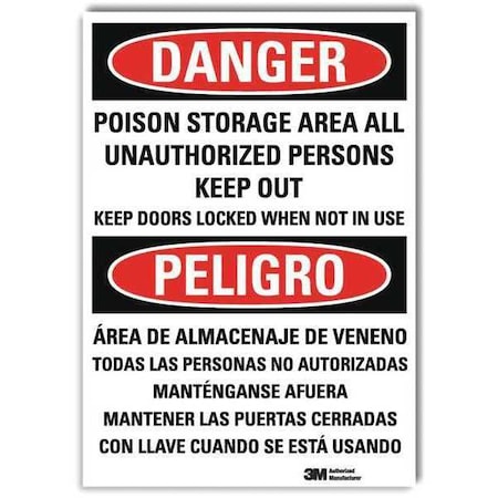 Danger Sign, 14x10 In., Bilingual, U1-1053-RD_10X14 MPN:U1-1053-RD_10X14