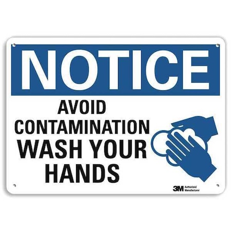 Notice, Avoid Contamination Wash Your Hands, 7 in x 10 in, Plastic, U1-1069-NP_10X7 MPN:U1-1069-NP_10X7