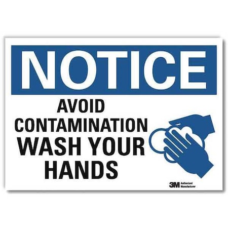 Notice, Avoid Contamination Wash Your Hands, 10 in x 14 in, Reflective Sheeting, U1-1069-RD_14X10 MPN:U1-1069-RD_14X10