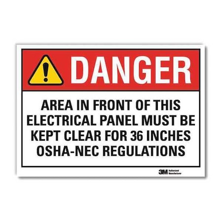 Danger Sign, Self-Adhesv Mount, 10inWx7inH, U3-1015-RD_10X7 MPN:U3-1015-RD_10X7