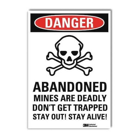Danger Sign, 7 in H, 5 in W, Reflective Sheeting, Vertical Rectangle, English, U3-1082-RD_5X7 MPN:U3-1082-RD_5X7