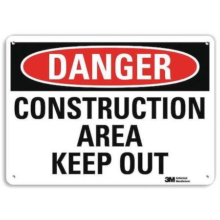 Danger Sign, 10 in Height, 14 in Width, Aluminum, Vertical Rectangle, English MPN:U3-1244-NA_14x10