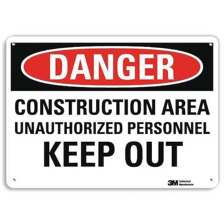 Danger Sign, 10 in Height, 14 in Width, Plastic, Horizontal Rectangle, English MPN:U3-1246-NP_14X10