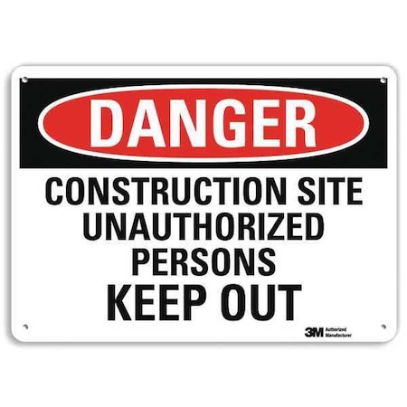 Danger Sign, 10 in Height, 14 in Width, Plastic, Horizontal Rectangle, English MPN:U3-1251-NP_14X10