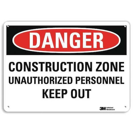 Danger Sign, 10 in Height, 14 in Width, Plastic, Horizontal Rectangle, English MPN:U3-1253-NP_14X10